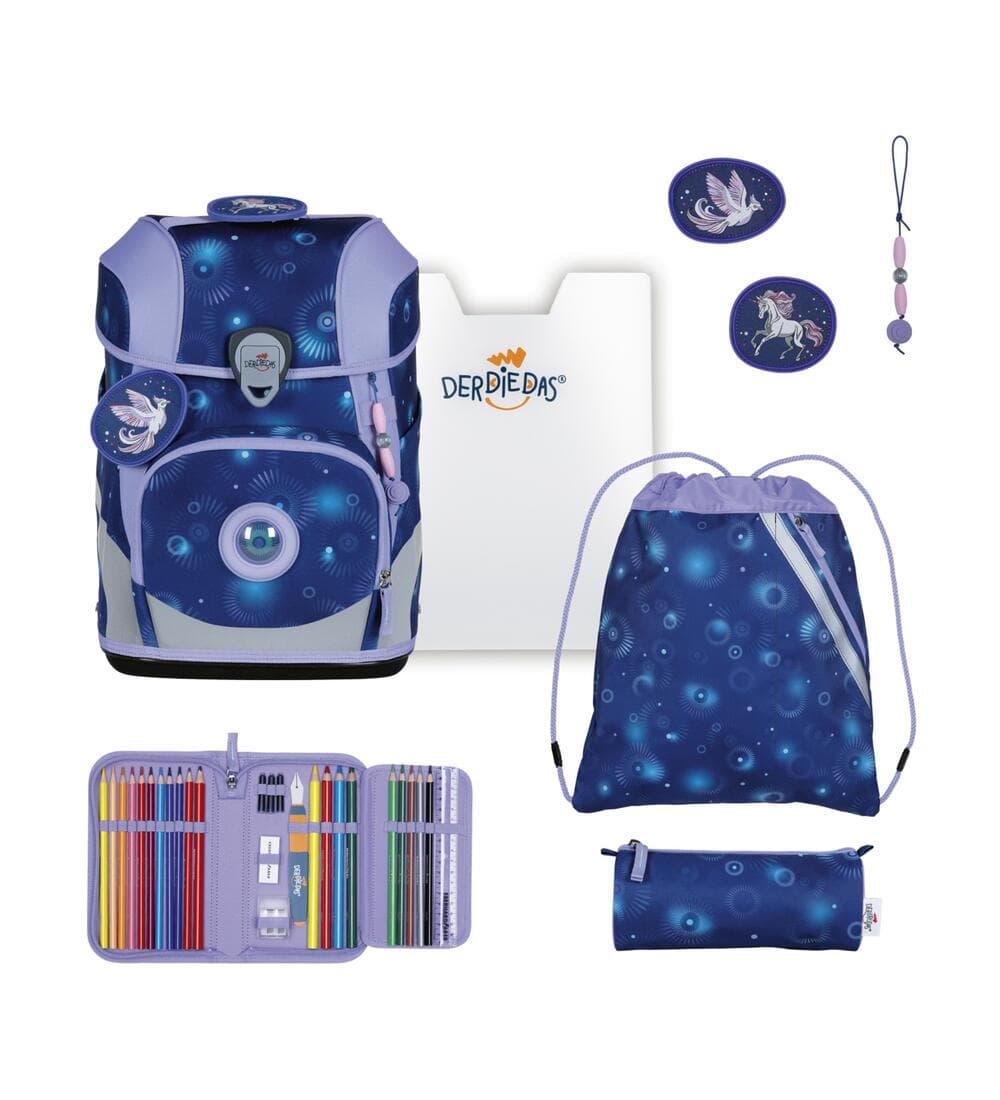 DerDieDas ErgoFlex Tiny LED Schulranzen Set Fantasy Spark 6-teilig
