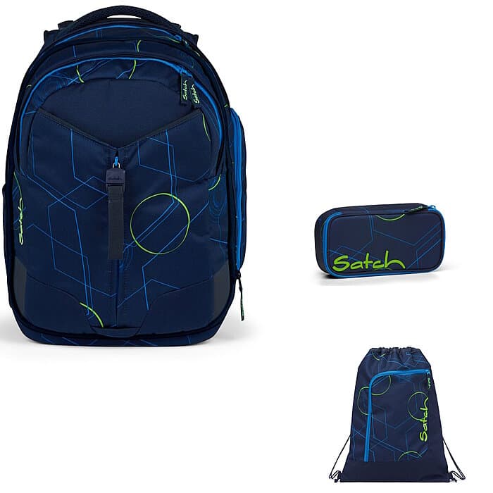 Satch Match Blue Tech 3 tlg Schulrucksack-Set.
