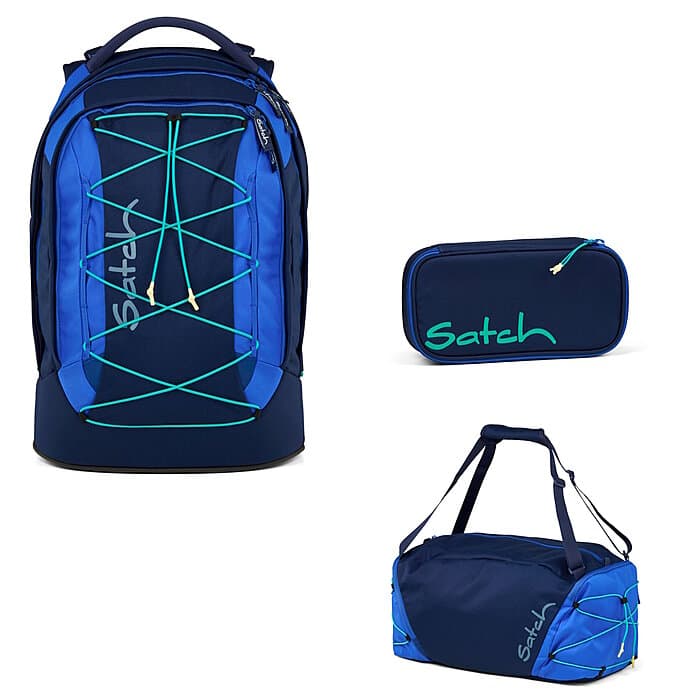 Satch Pack Crossed Blue 3tlg. Schulrucksack-Set