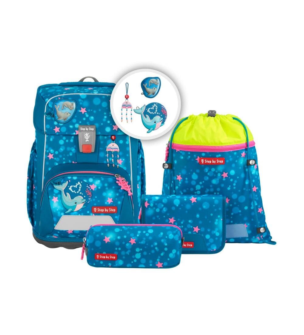 Step by Step Giant Schulranzen Set Dolphin Azura 5-teilig