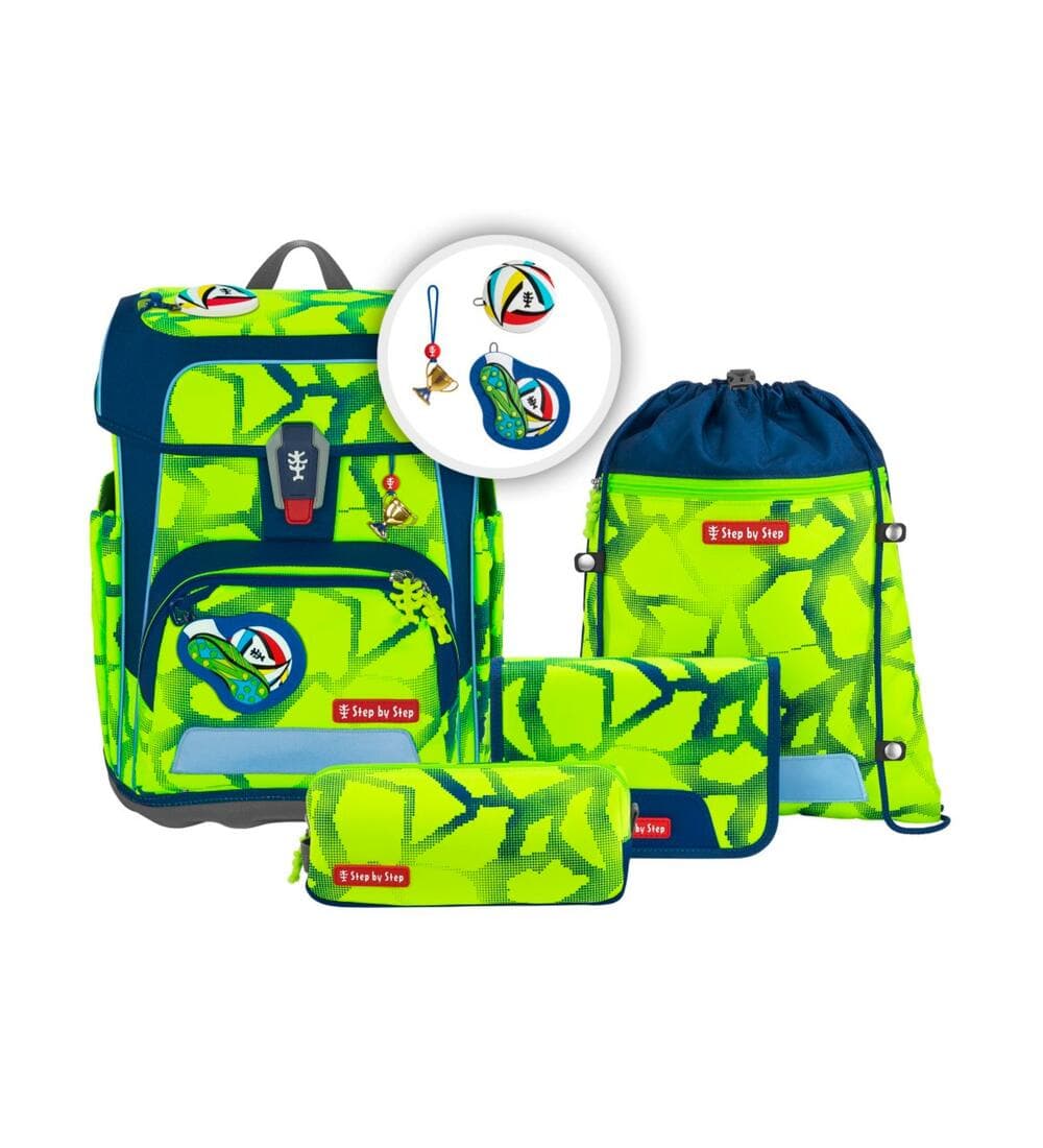 Step by Step Cloud Neon Schulranzen Set Soccer Leo 5-teilig