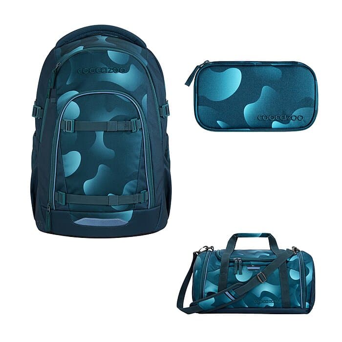 Coocazoo Mate Aqua Flow Schulrucksack Set 3tlg