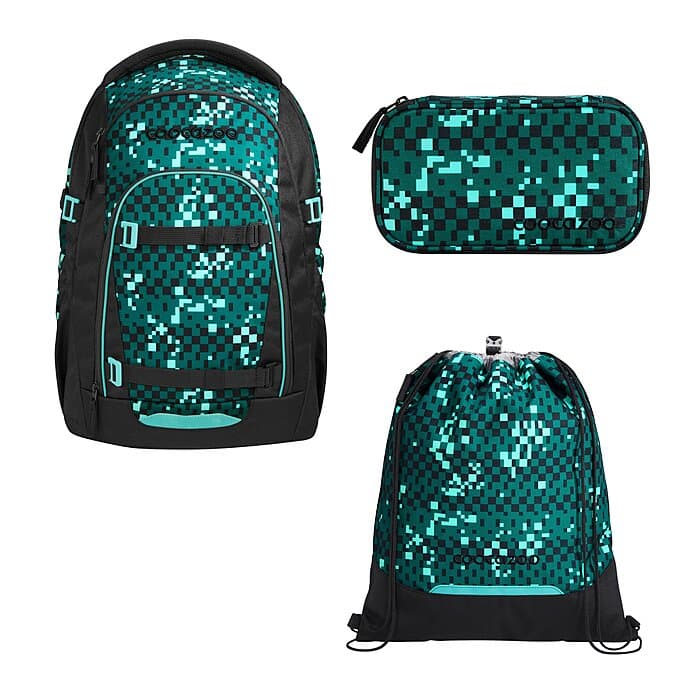 Coocazoo Mate Pixel Blox Schulrucksack Set 3tlg