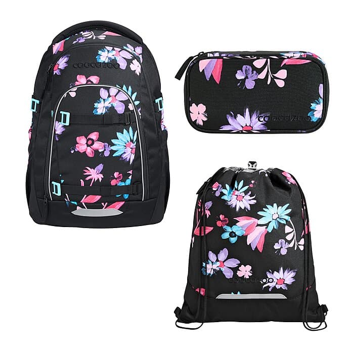 Coocazoo Mate Floral Artnight Schulrucksack Set 3tlg