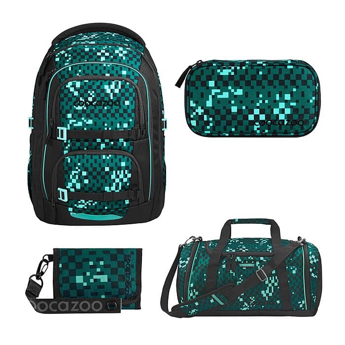 Coocazoo Porter Pixel Blox Schulrucksack Set 4tlg