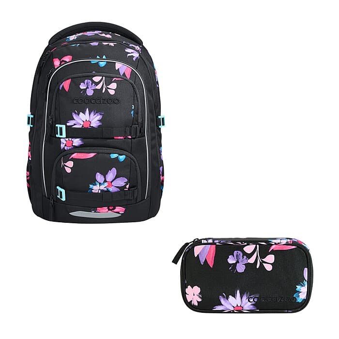 Coocazoo Porter Floral Artnight Schulrucksack Set 2tlg