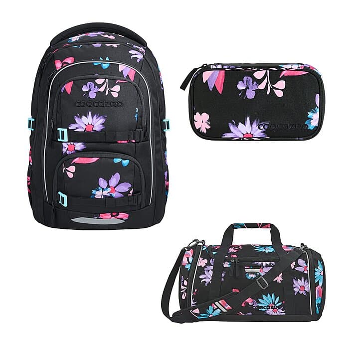 Coocazoo Porter Floral Artnight Schulrucksack Set 3tlg