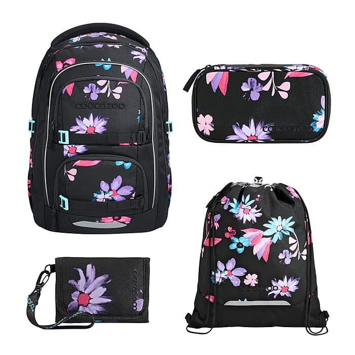 Coocazoo Porter Floral Artnight Schulrucksack Set 4tlg