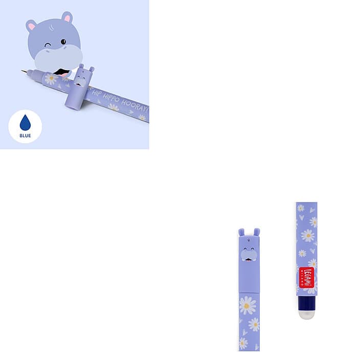 Legami Erasable Gel Pen Hippo - Blue INK