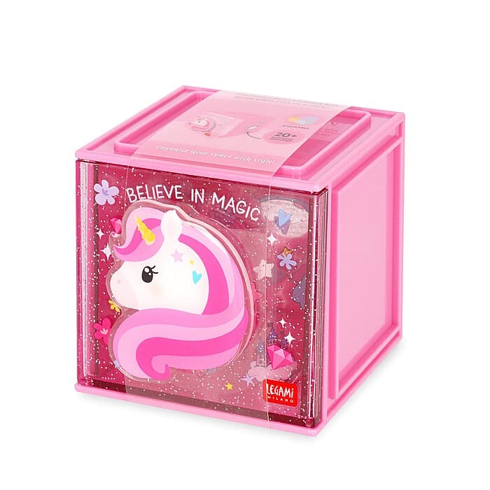 Legami Erweiterbare SchreibtischBox Cutie Cube Einhorn Pink