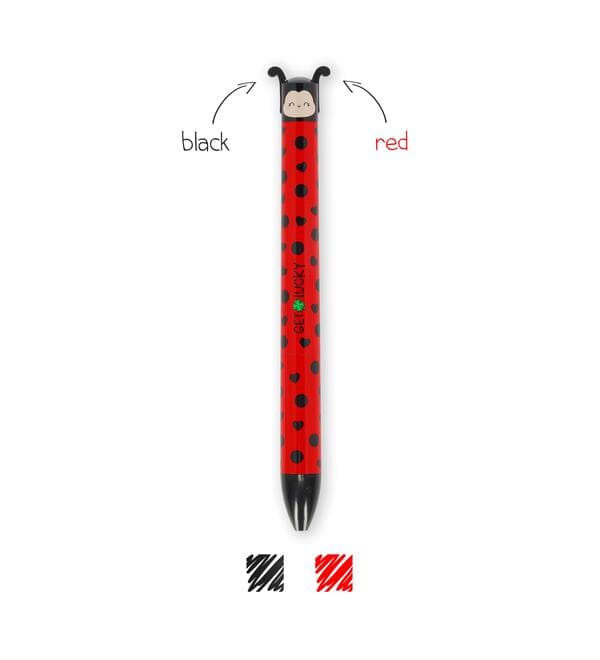 Legami 2 farbiger Kugelschreiber Ladybug - Click&Clack Marienkäfer