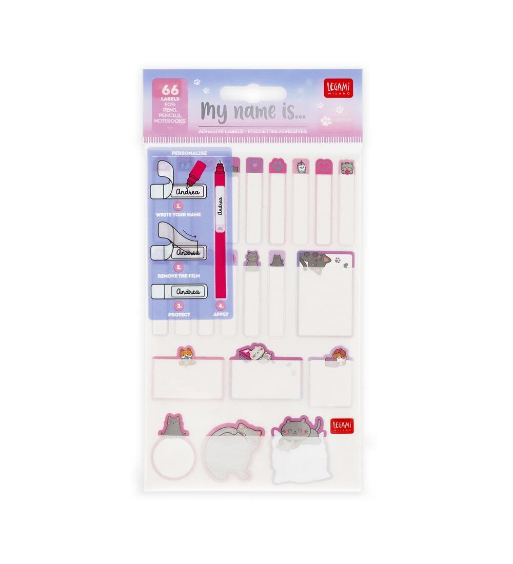 Legami Set mit 66 selbstklebenden Etiketten Kitty