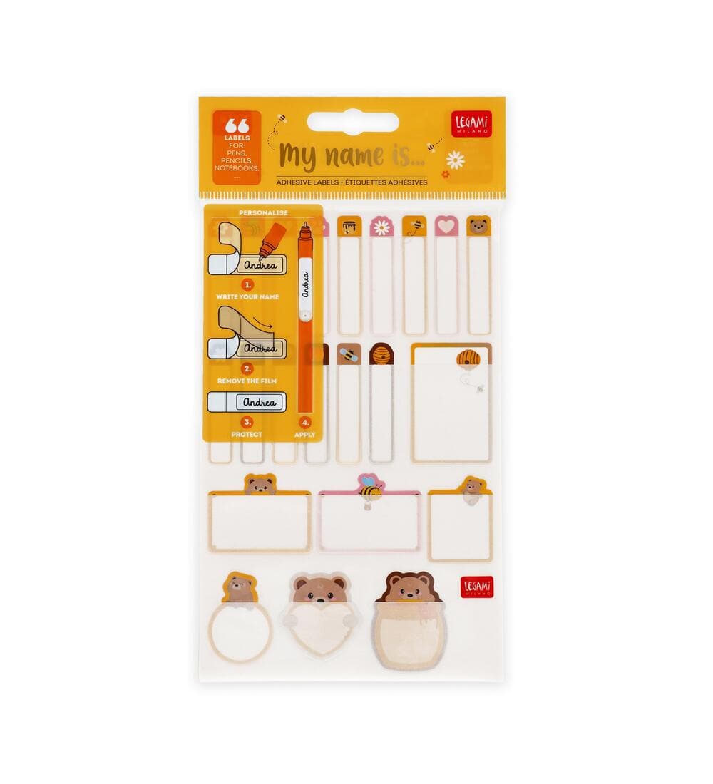Legami Set mit 66 selbstklebenden Etiketten Teddy Bear
