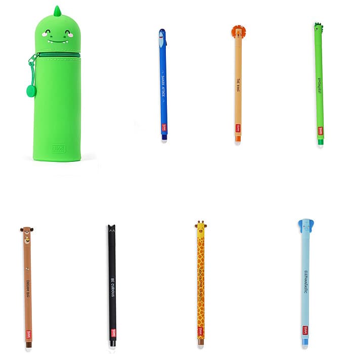 Legami 2-in-1 Federmäppchen Dino Silikon + löschbare Stifte