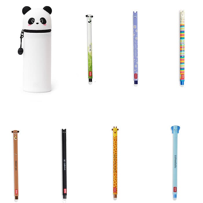 Legami 2-in-1 Federmäppchen Panda Silikon + löschbare Stifte