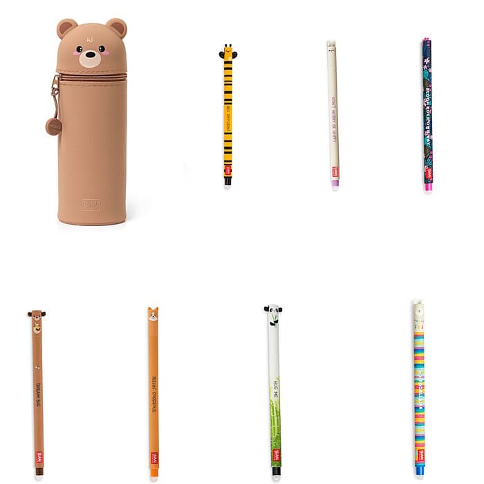 Legami 2-in-1 Federmäppchen Teddy Bear Silikon + löschbare Stifte inkl. Flora