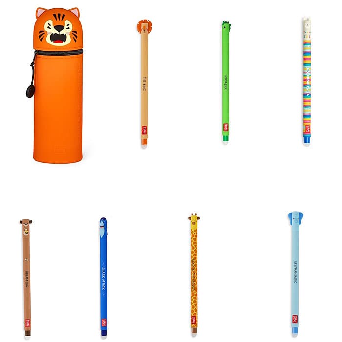 Legami 2-in-1 Federmäppchen Tiger Silikon + löschbare Stifte