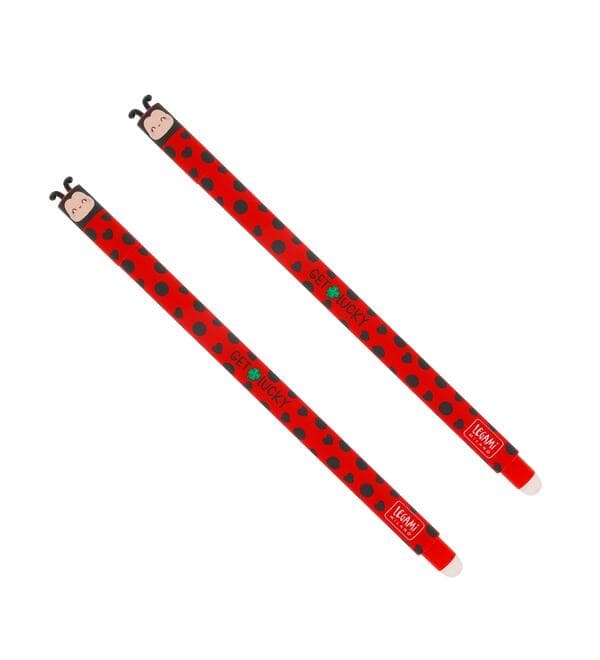 Legami Erasable Gel Pen Ladybug 2er Set - löschbare Gel Stifte Set Marienkäfer