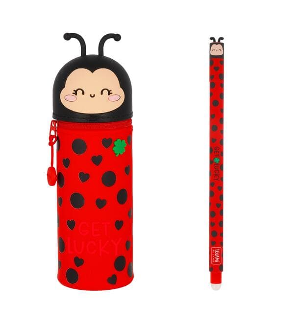 Legami Erasable Gel Pen Ladybug + 2 in 1 Ladybug Mäppchen - Marienkäfer