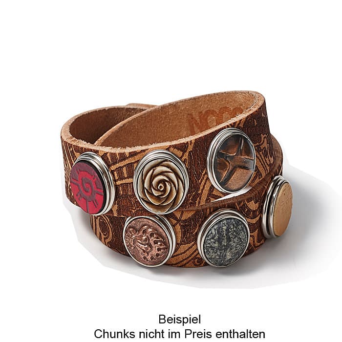 Noosa Lederarmband doppelt skinny tatu natural braun, 6 Ösen Ohne Chunks