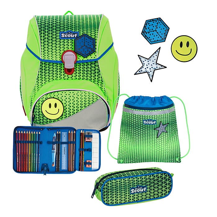 Scout Alpha DIN Green Gecko Schulranzen-Set