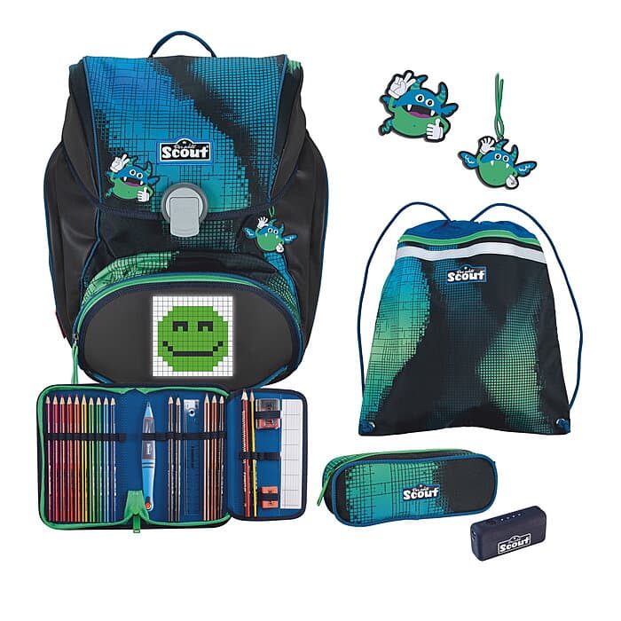 Scout Alpha Set Movie Star Blue Pixel Schulranzenset