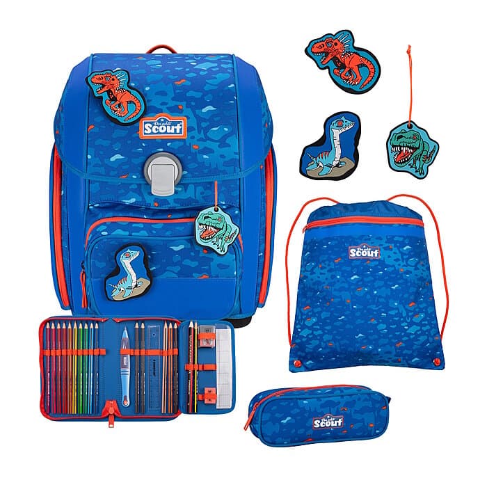Scout Genius Blue Dino Schulranzensetset