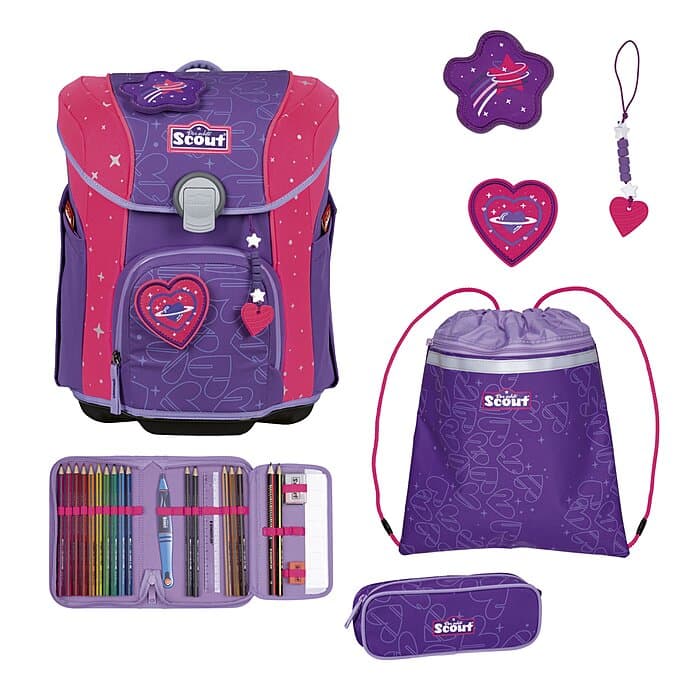 Scout Micro Schulranzen Set Superflash Extreme Heartbeat 5-teilig