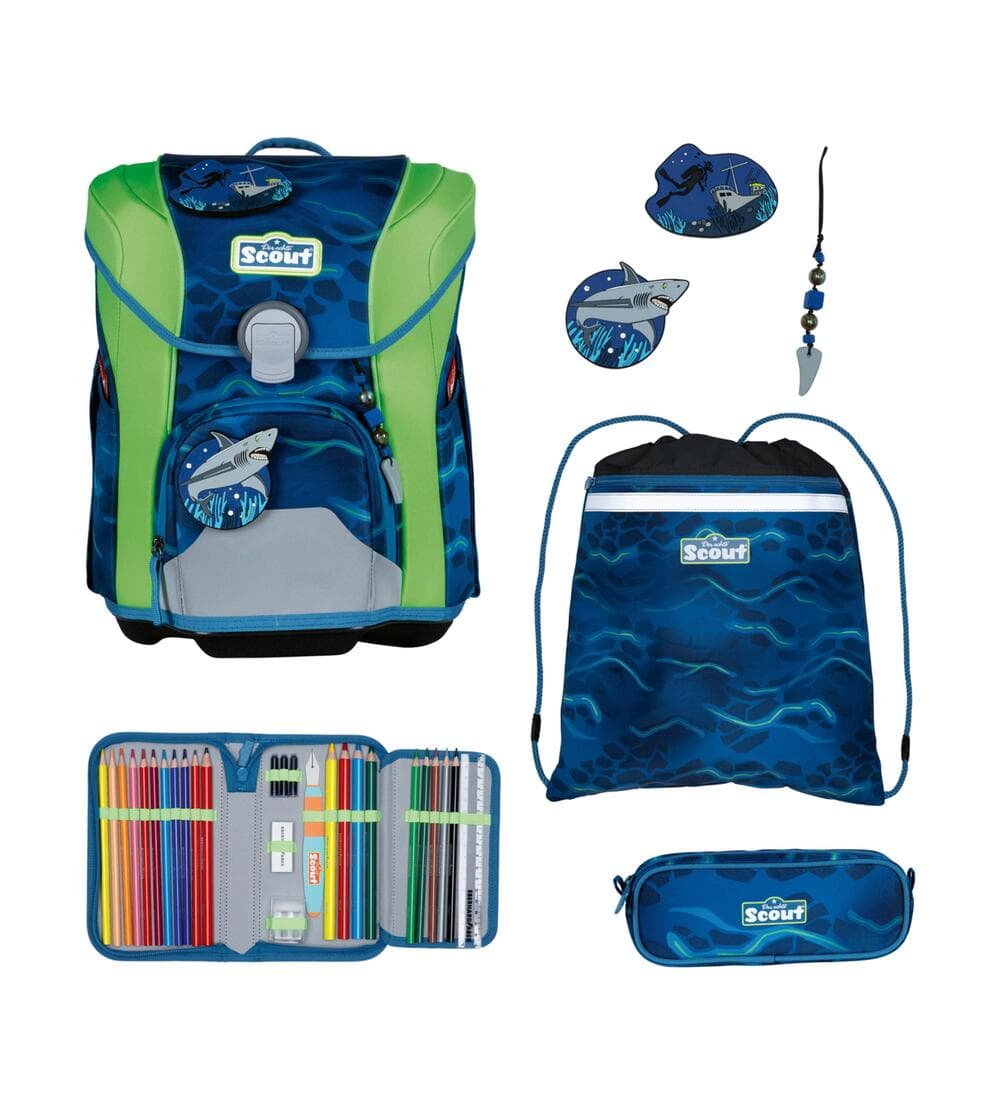 Scout Micro Schulranzen Set Shark Zone 5-teilig