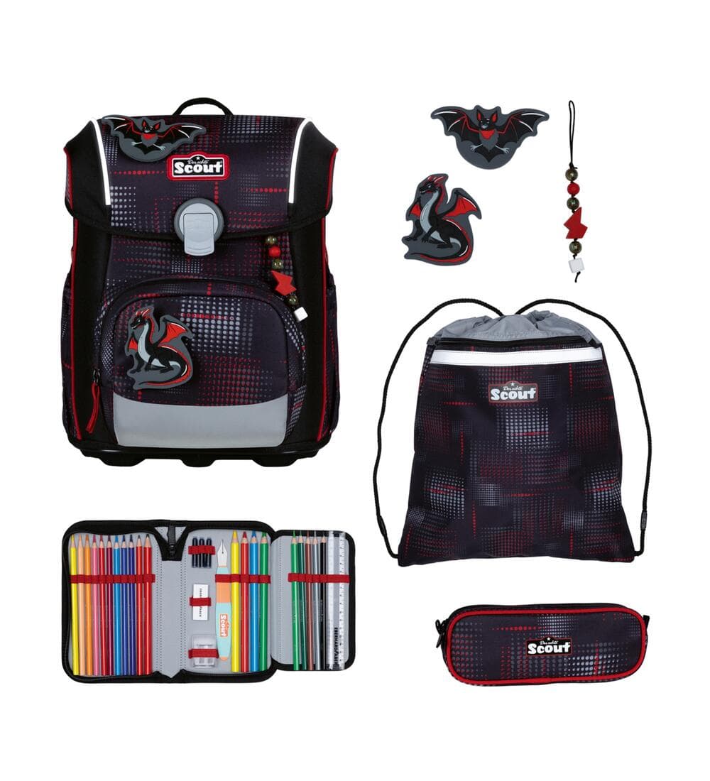 Scout Neo Safety Light Schulranzen Set Night Shadow 5-teilig