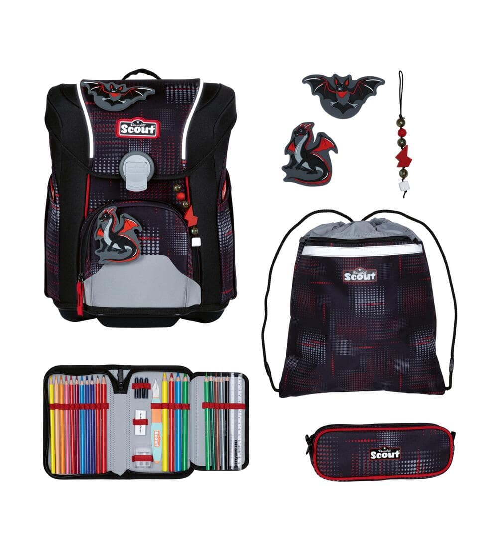 Scout Micro Safety Light Schulranzen Set Night Shadow 5-teilig