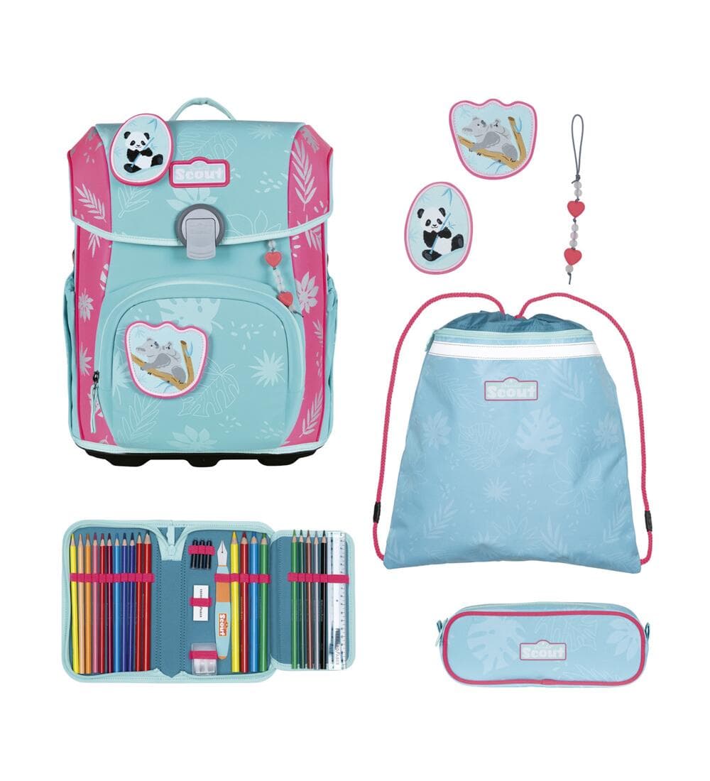Scout Neo Superflash Extreme Schulranzen Set Tropic Friends 5tlg.