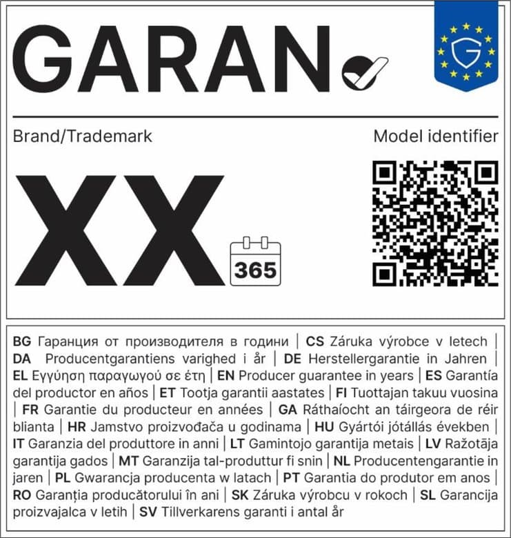 EU Garantielabel Muster Beispiel