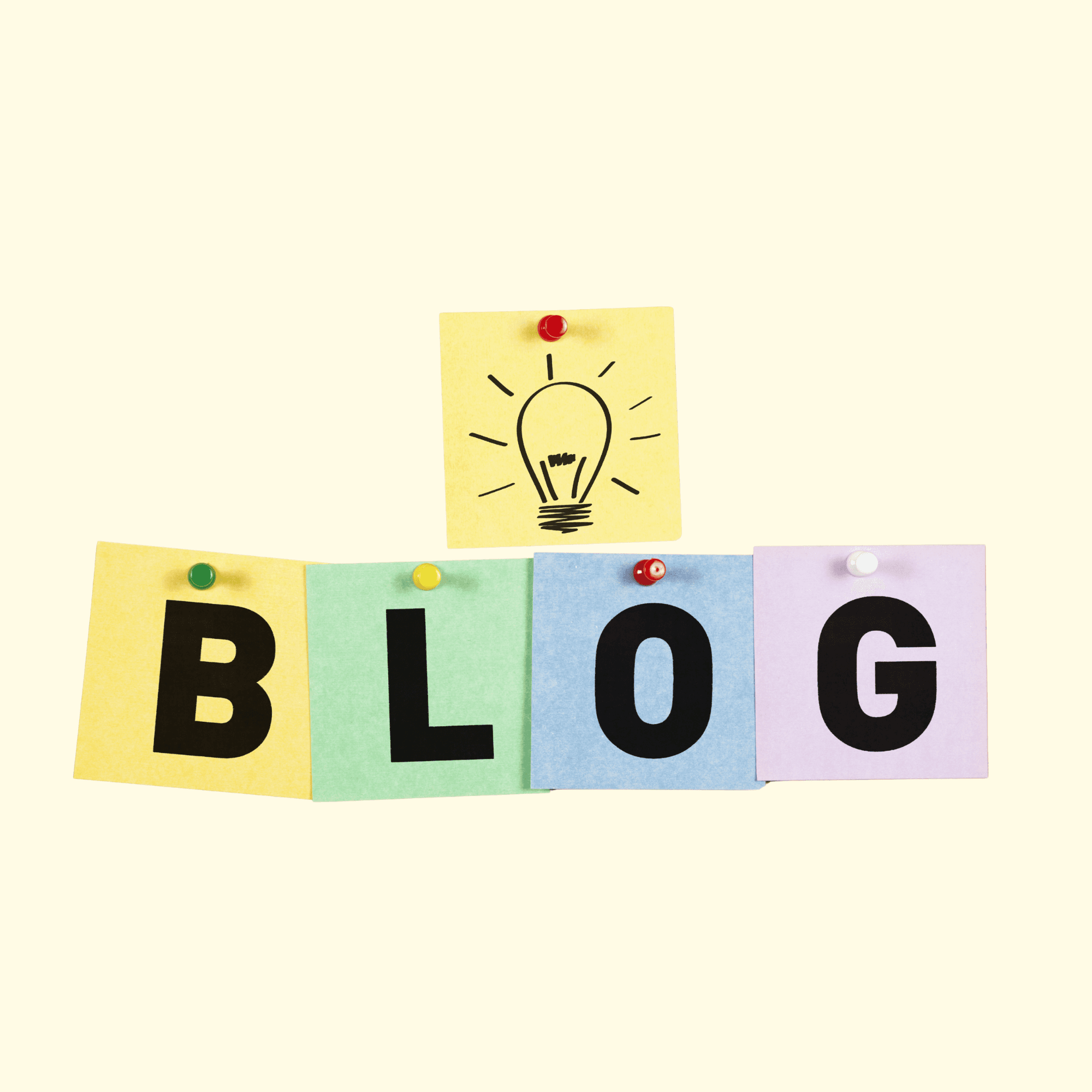 Heftnotizen, die das Wort Blog visualisieren