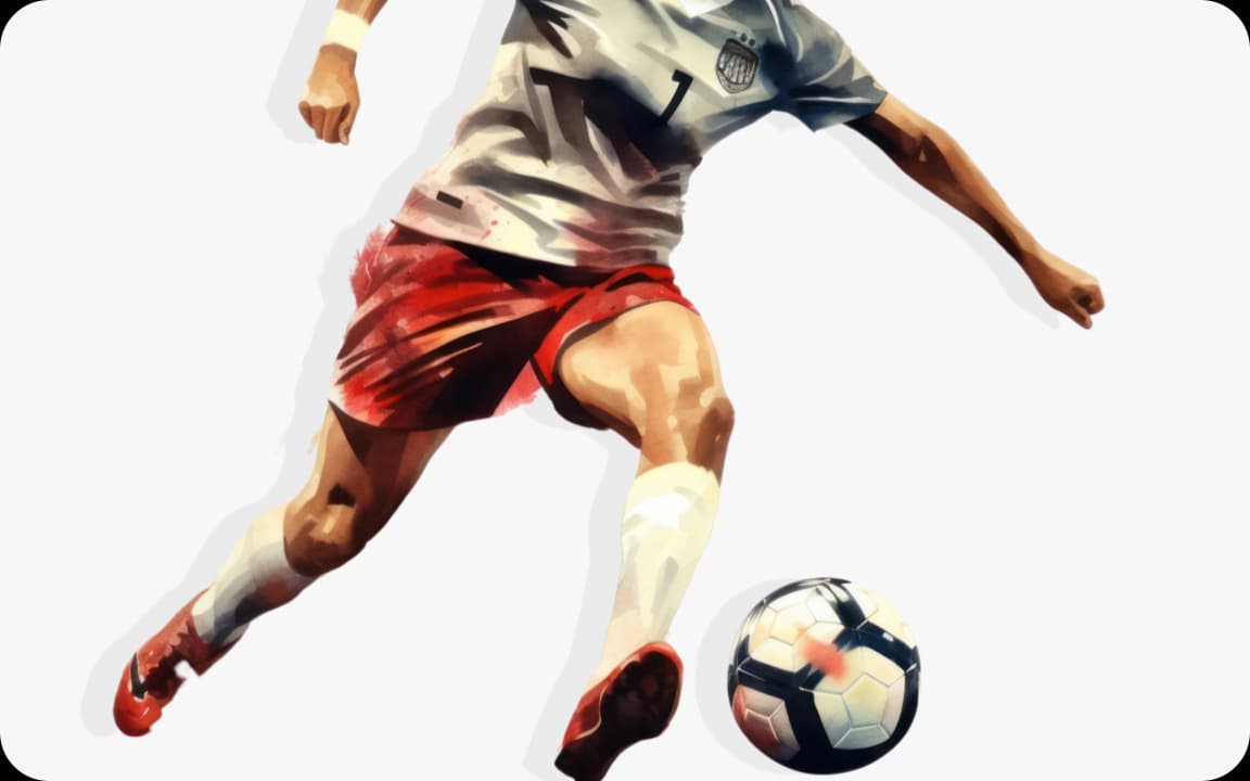 Fußballspieler beim Dribbeln mit einem Fußball