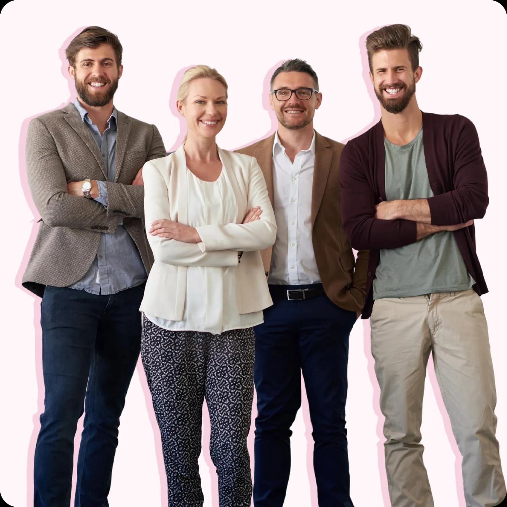 Vier erwachsene Personen lachen