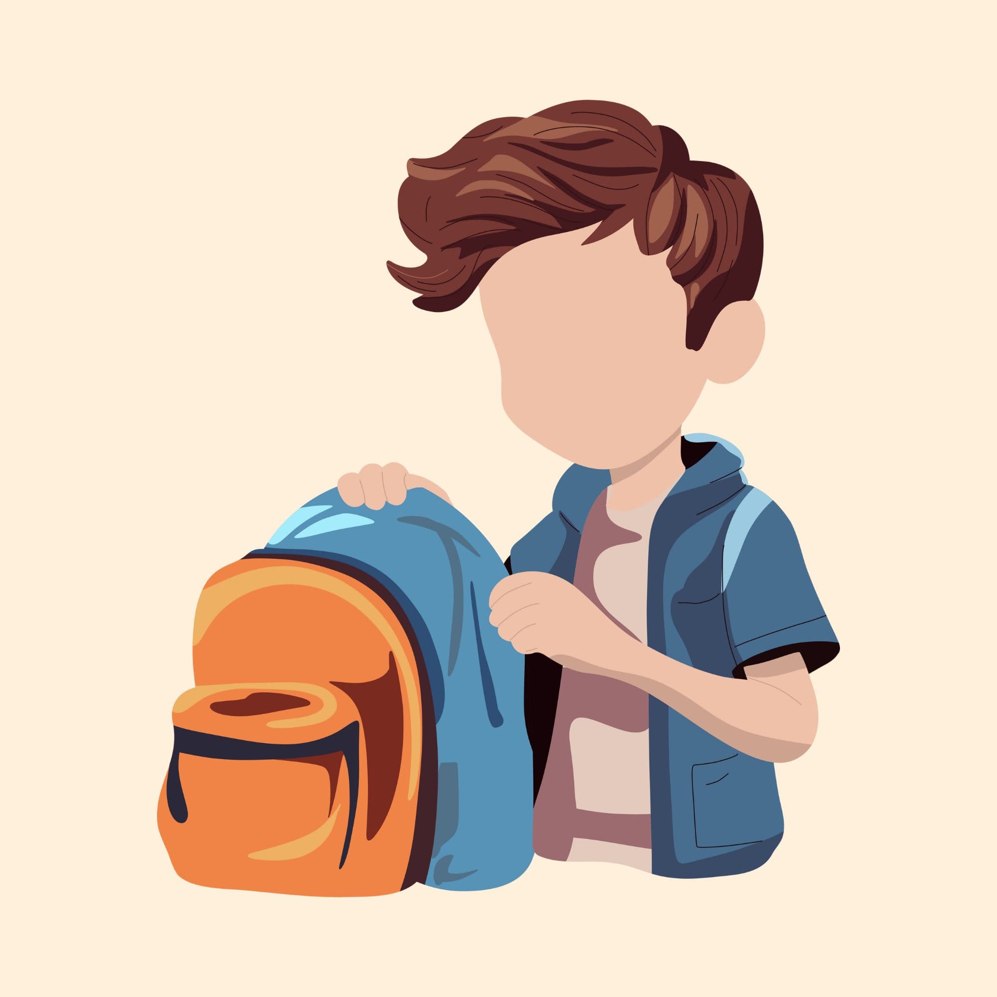 Illustration eines Kindes mit Schulrucksack