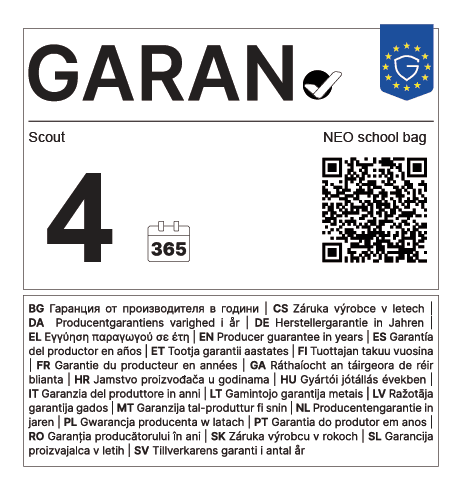 Vollständiges EU-Garantielabel Scout